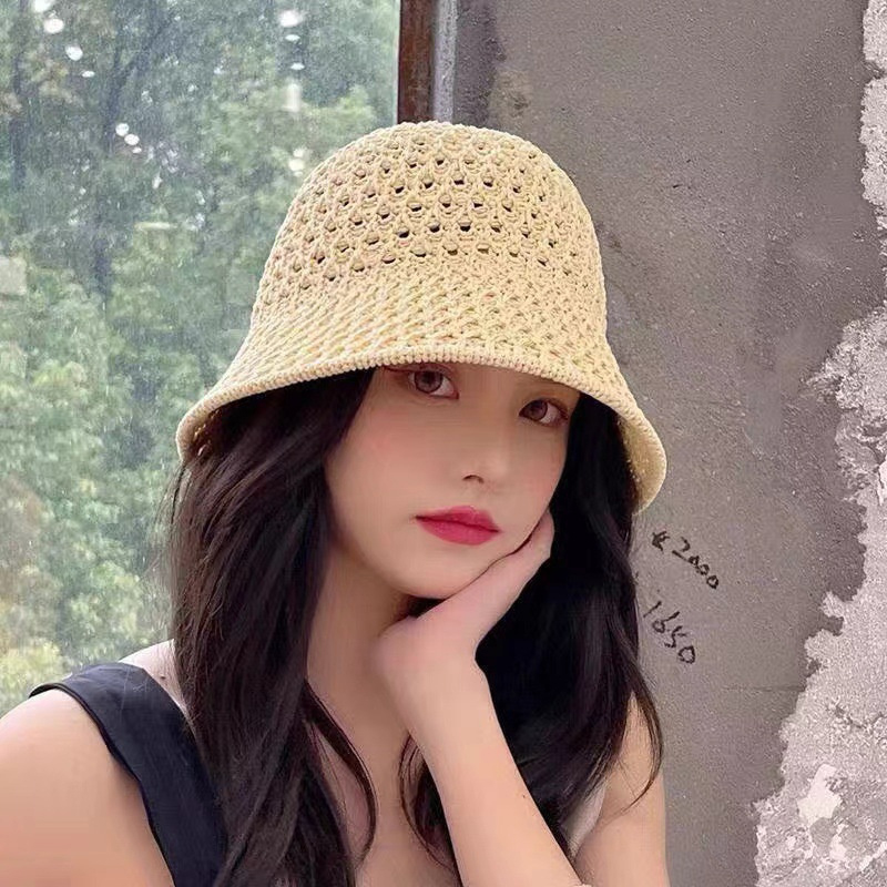 New Girls Sun Hat Wide Brim Fl - Bucket Hat Straw 评论和价格